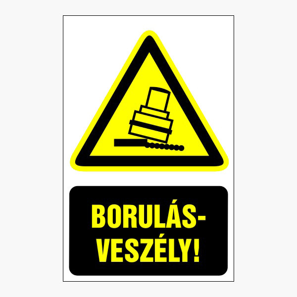 Borulásveszély! 16x25cm / Öntapadós vinil