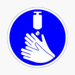 Fertőtlenítő kézmosás kötelező! 10x10cm / Öntapadós vinil