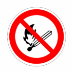 Nyílt láng használata tilos! 10x10cm / Öntapadós vinil