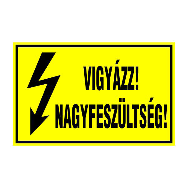 Vigyázz! nagyfeszültség! 16x10cm / Öntapadós vinil