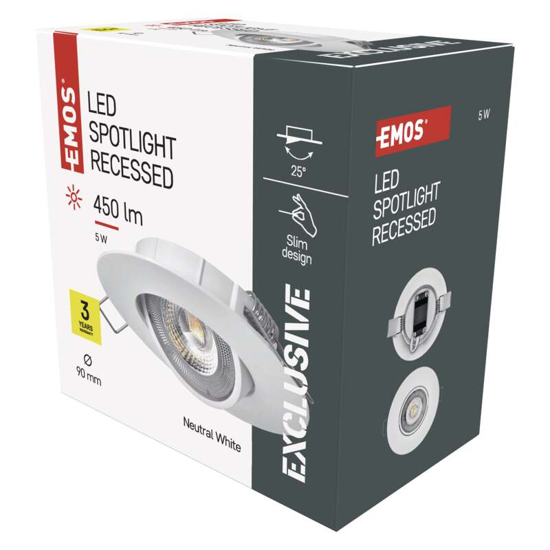 EMOS Exclusive LED spotlámpa 5W 450lm IP20 term. fehér