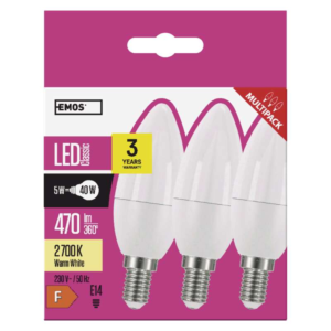 EMOS LED izzó gyertya 3db E14 6W 470lm meleg fehér - Image 5