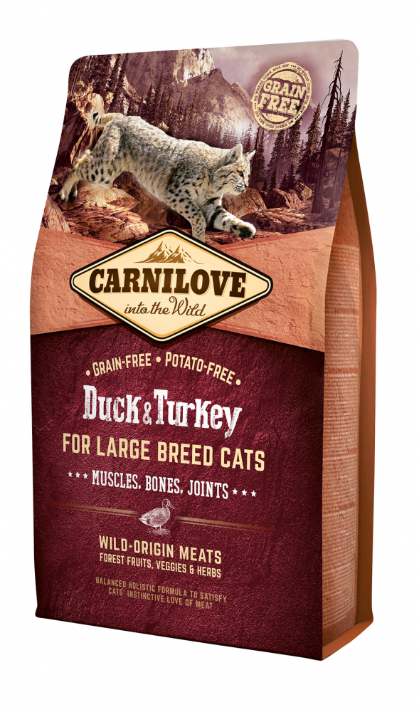 Carnilove Cat Duck & Turkey Large Breed – Muscles, Bones, Joints-  Kacsa és Pulyka Hússal 2kg