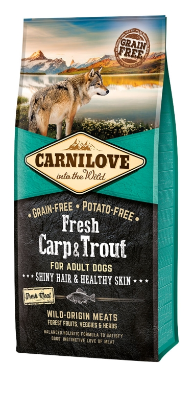 Carnilove Fresh Adult Dog Carp & Trout Hair & Healthy Skin- Ponty & Pisztráng  Hússal 12kg