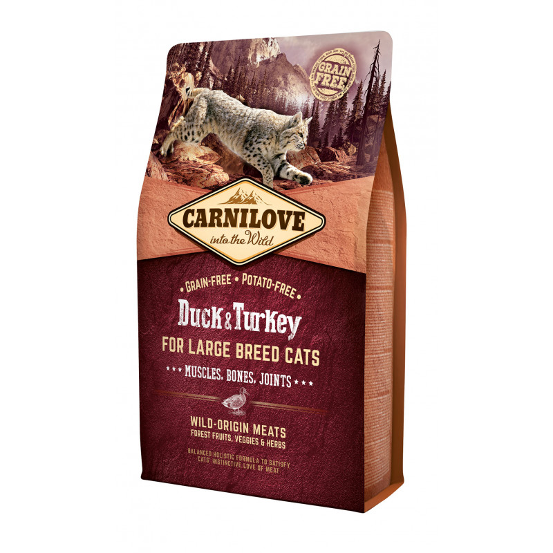 Carnilove Cat Duck & Turkey Large Breed – Muscles, Bones, Joints-  Kacsa és Pulyka Hússal 2kg