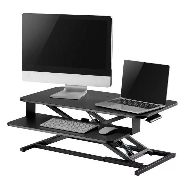 Az SST 02 laptop asztal, ülő- álló asztali munkahely használata lehetővé teszi a kényelmes munkavégzést, mellyel elérhetőbb a helyes testtartás ülő- de akár álló pozícióban is.
