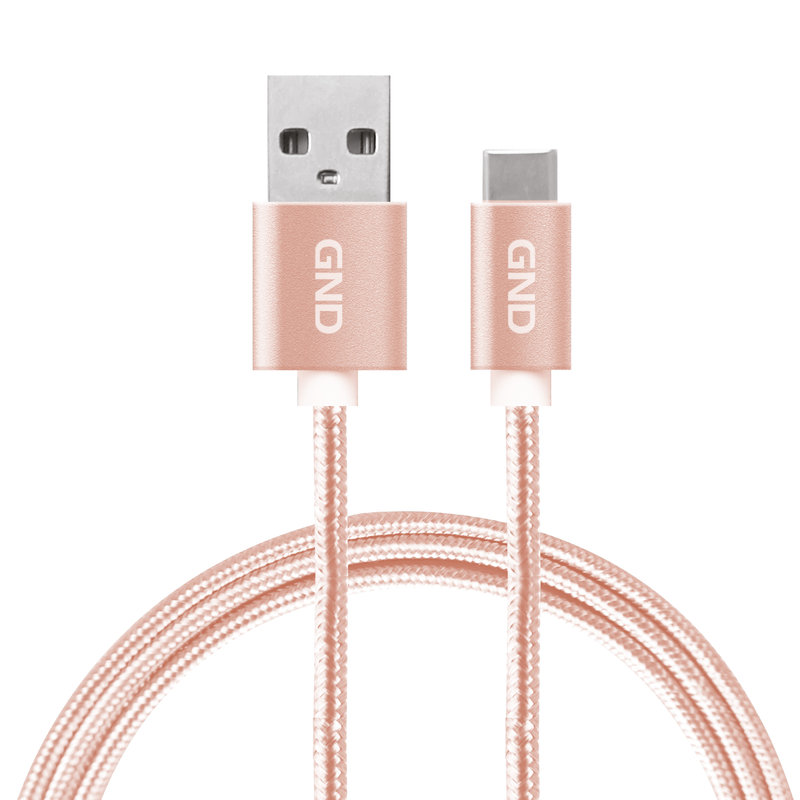 GND Type-C / USB kábel 2 méter, fonott - arany színAdat- és tápkábel, USB A - USB-C csatlakozó