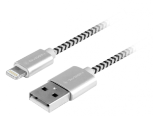 Gogen Lightning USB kábel 1m, textil borítás, lila színAdat és töltő csatlakozó  Lightning kábel, USB 2.0 A - Lightning villa, fémes konnektorok - Image 3