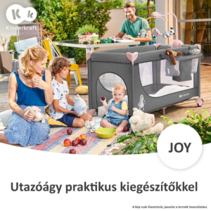 Kinderkraft utazóágy Joy kiegészítőkkel szürke-pink - Image 6