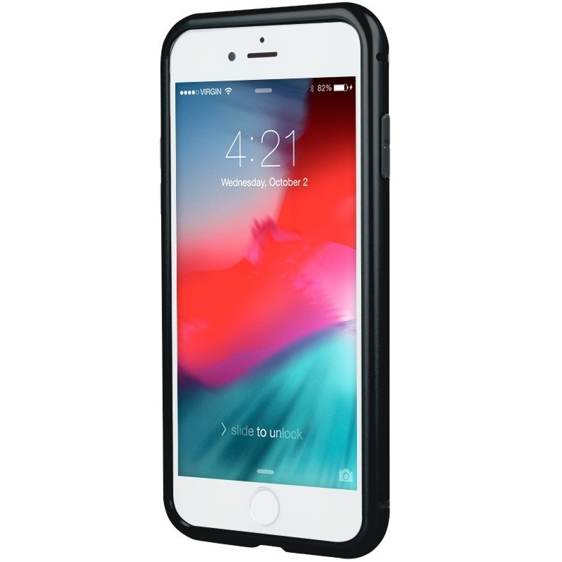 Apple iPhone 11 Pro Max, Alumínium mágneses védőkeret, elő- és hátlapi védelem, Magnetic, átlátszó/fekete