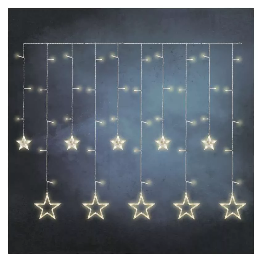 LED karácsonyi fényfüggöny – csillagok, 185x105 cm, beltéri, meleg fehér