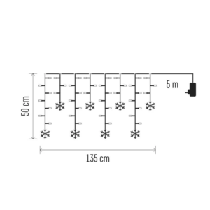 LED karácsonyi fényfüggöny – hópelyhek, 135x50 cm,  beltéri, hideg fehér - Image 5