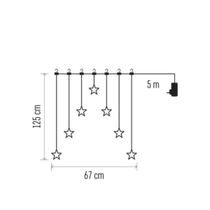 LED karácsonyi fényfüggöny – 7 csillag, 67x125cm, kültéri és beltéri, meleg fehér - Image 5