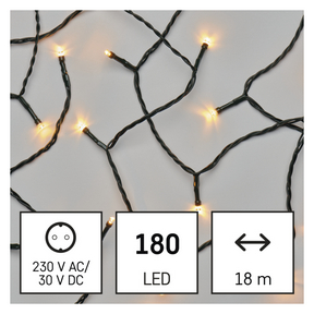 LED karácsonyi fényfüzér, 18 m, kültéri és beltéri, vintage, időzítő