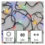 LED karácsonyi fényfüzér, cseresznye – golyók, 8 m, kültéri és beltéri, többszínű, program