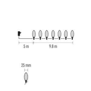 LED karácsonyi fényfüzér – tobozok, 9,8 m, kültéri és beltéri, hideg fehér, programokkal - Image 6