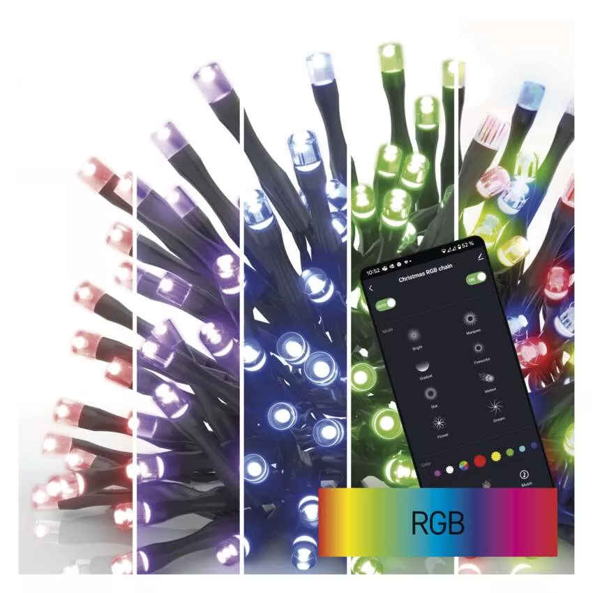 GoSmart LED karácsonyi fényfüzér, 8 m, kültéri és beltéri, RGB, programokkal, időz,wifivel