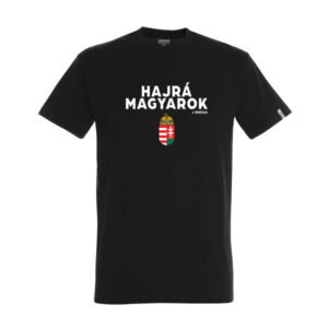 Dressa Hungary Hajrá Magyarok feliratos pamut szurkolói póló - fekete