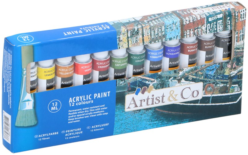 ARTIST&CO akril festék készlet 12 szín x 12 ml