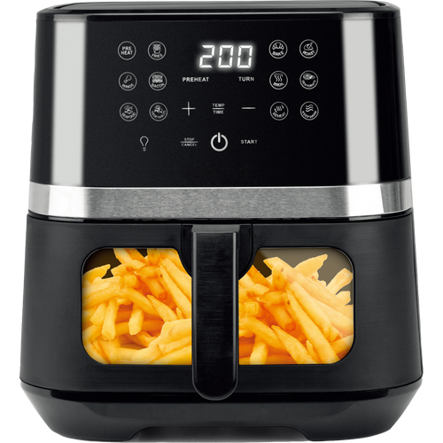 Brock DAF 6501G, Air fryer, 1800 W, 6,5L, 12 program, Ablakos, Digitális, Fekete, Forrólevegős sütő