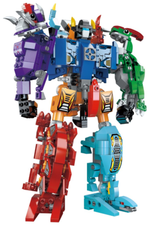 QMAN® 1414 | készségfejlesztő építőjáték | 553 db építőkocka | 6 az 1-ben Sura Mecha a dinoszaurusz transformer - Image 2