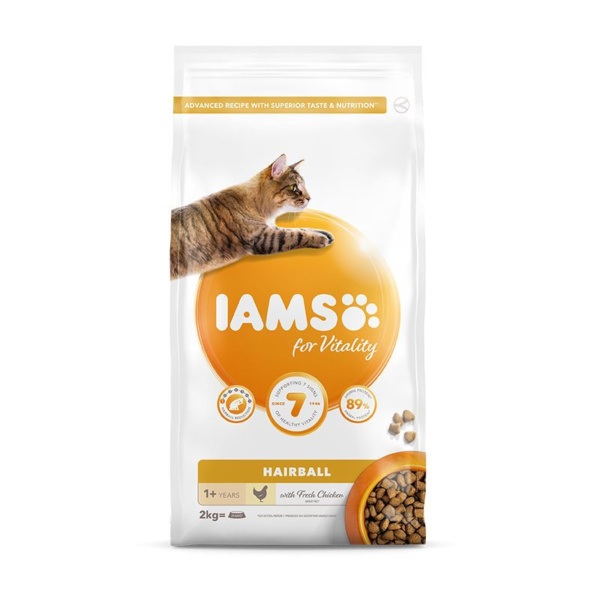 Iams Cat Adult Hairball Control csirke macskatáp 2kg - LPHT-IAMS50376