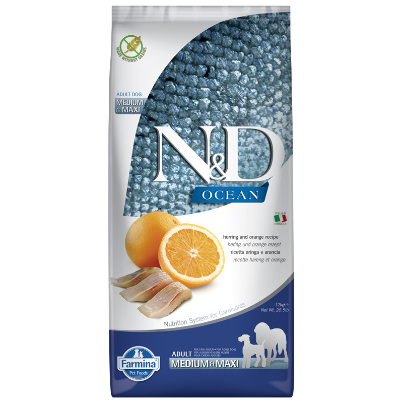 N&D Dog Ocean Hering&narancs Adult Medium&maxi 12kg