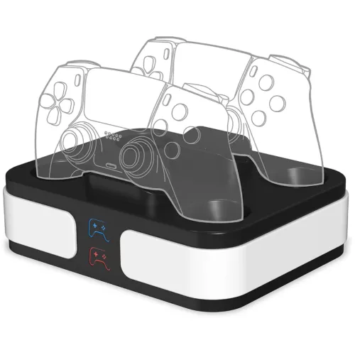 QWare Gaming Charging Dock, PlayStation 5®, DualSense, Dual Charging, Fekete-Fehér, Kontroller töltőállomás