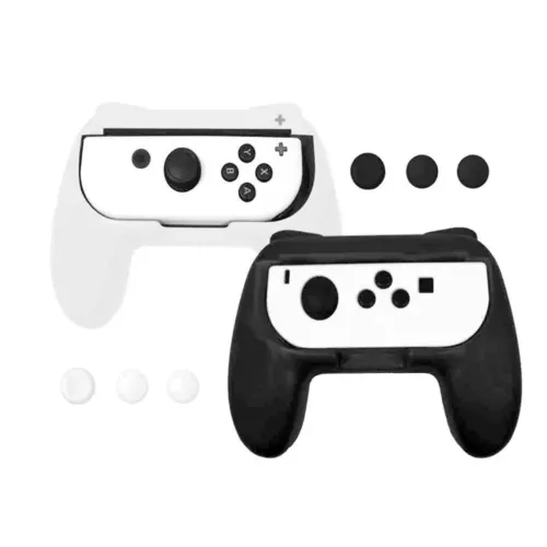 QWare Gaming Controller Holders, Nintendo Switch, Fekete-Fehér, Joy-Con markolat + Thumb Grips