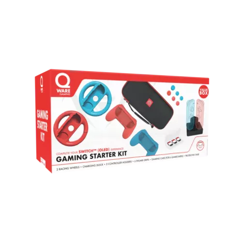 QWare Gaming Starter Kit, Nintendo Switch, 6 elemes, Kék-Piros, Konzol kiegészítő csomag