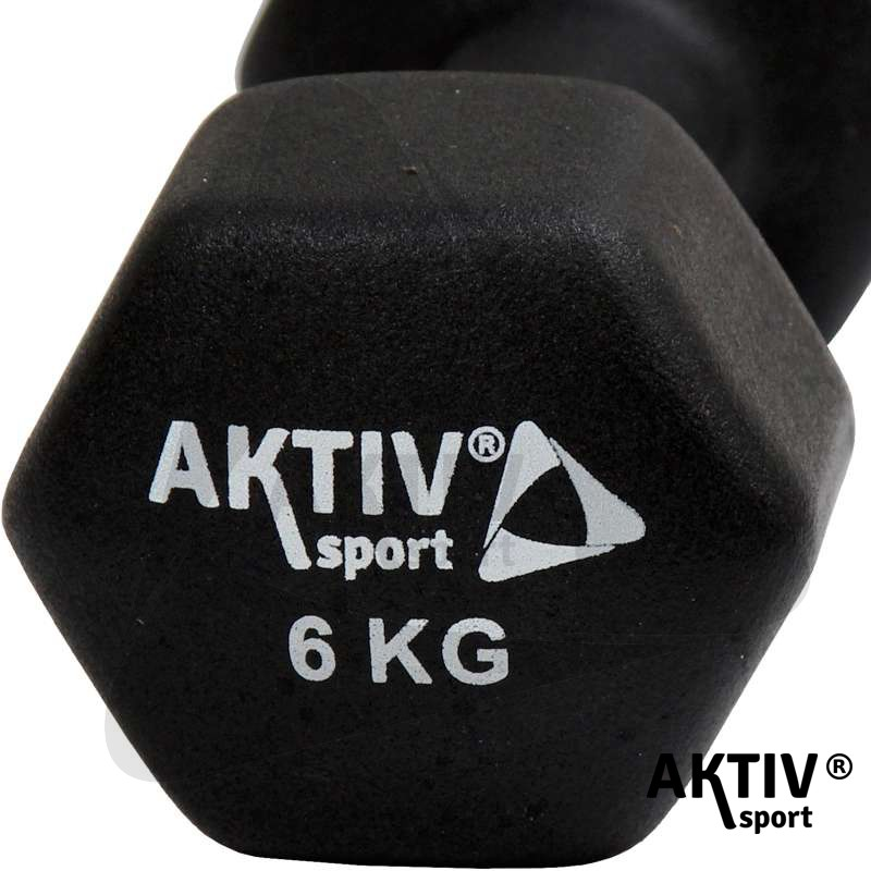 Súlyzó neoprén Aktivsport 6 kg fekete