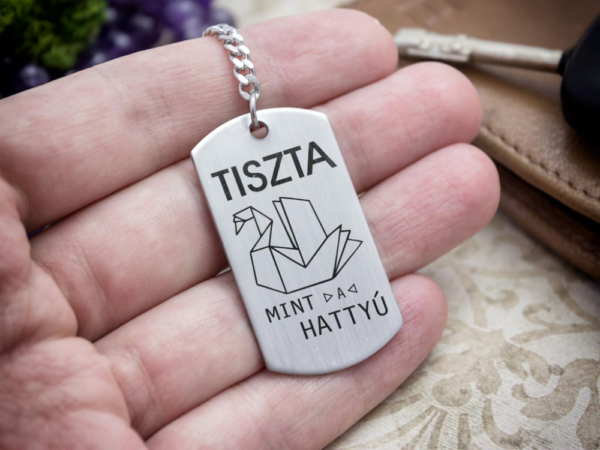 Tiszta mint a hattyú acél medálos kulcstartó - RNRH-13982-RM-D