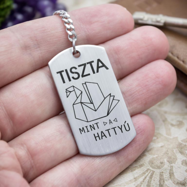 Tiszta mint a hattyú acél medálos kulcstartó - RNRH-13982-RM-D