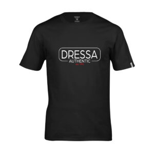 Dressa Authentic feliratos környakú rövid ujjú pamut póló - fekete_magnastore