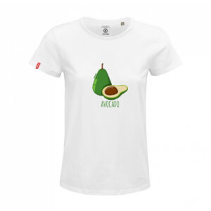 Dressa Avocado mintás női környakú rövid ujjú biopamut póló - fehér_magnastore