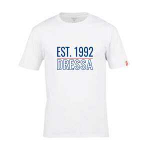 Dressa EST.1992 feliratos környakú rövid ujjú pamut póló - fehér_magnastore