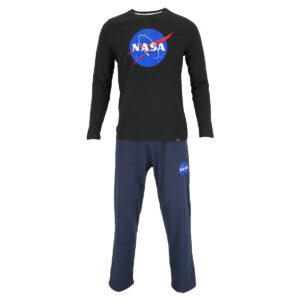 Nasa Insignia hosszú ujjú férfi pamut pizsama - fekete_magnastore