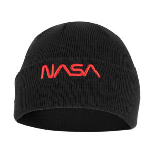 Nasa Worm Red hímzett beanie kötött sapka - fekete_magnastore