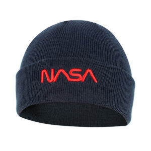 Nasa Worm Red hímzett beanie kötött sapka - sötétkék_magnastore