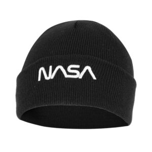 Nasa Worm White hímzett beanie kötött sapka - fekete_magnastore