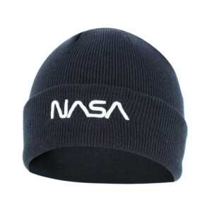 Nasa Worm White hímzett beanie kötött sapka - sötétkék_magnastore