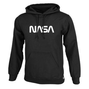 Nasa Worm nagyméretű kenguruzsebes pamut kapucnis pulóver - fekete_magnastore