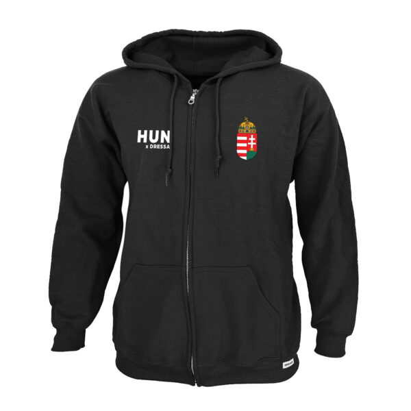 Dressa Hungary magyar címeres cipzáros kapucnis nagyméretű szurkolói pulóver - fekete-dc101790-3_magnastore