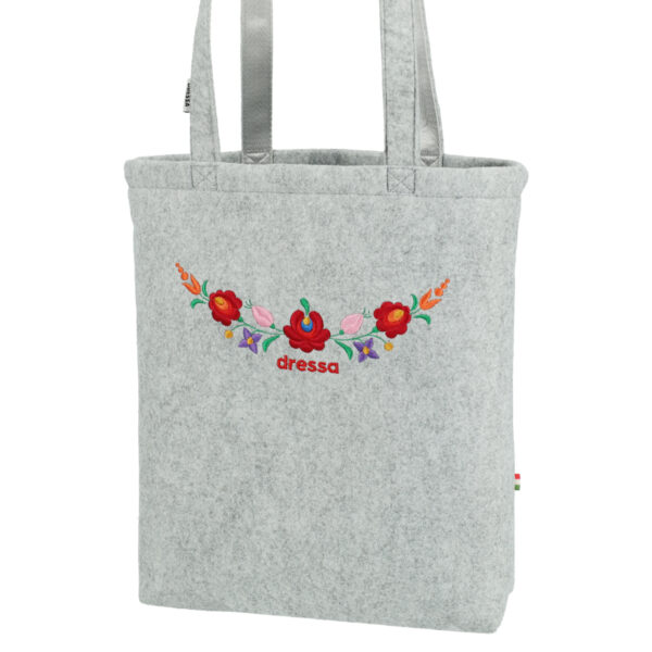 Dressa Bag matyó mintás hímzett filc női shopper táska - szürke-db101569-1_magnastore