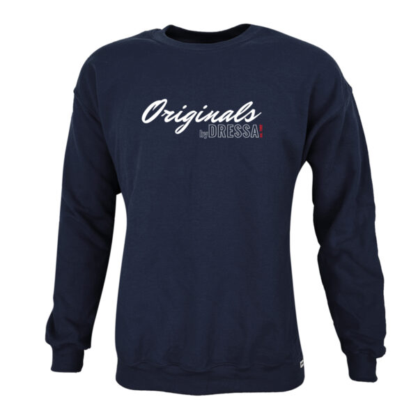 Dressa Originals feliratos nagyméretű környakú pamut pulóver - sötétkék-dc101474-3_magnastore