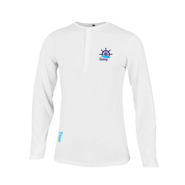 Dressa Sailing feliratos felgombolható ujjú nagyméretű férfi gombos póló - fehér-dc101606-1_magnastore