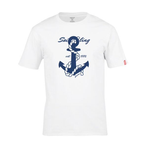 Dressa Sailing horgony mintás környakú rövid ujjú pamut póló - fehér-dc101330-7_magnastore