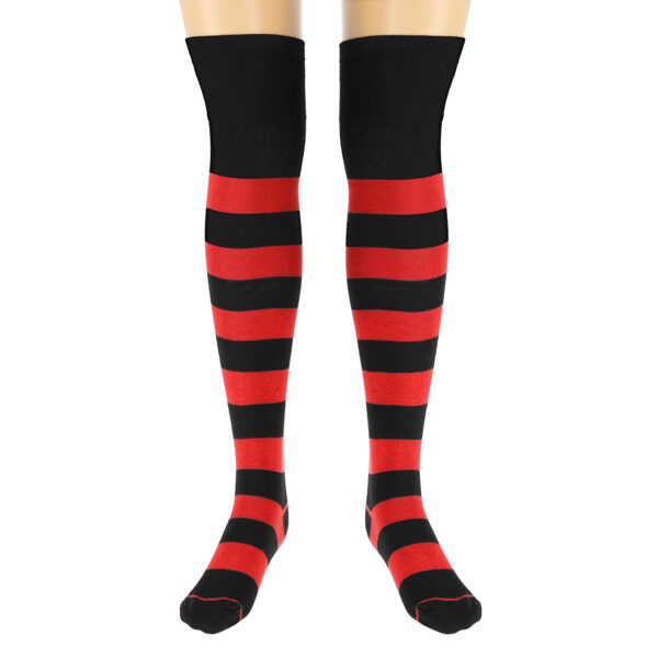 Dressa Socks csíkos pamut combzokni - fekete-piros-ds101533-2_magnastore